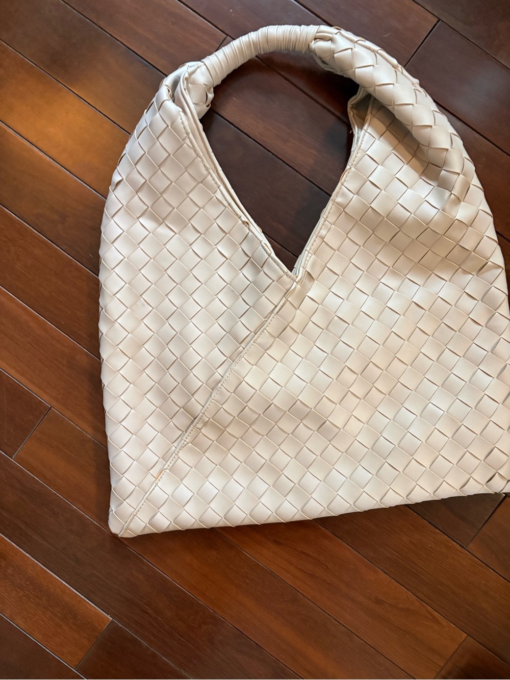 Moda Luxe Cream Woven Hobo Shoulder Bag